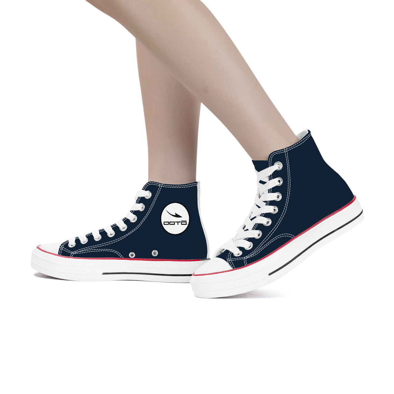 OOTO - High Top Canvas Shoes - BLUE LEAP - White soles - 1 COLOR -