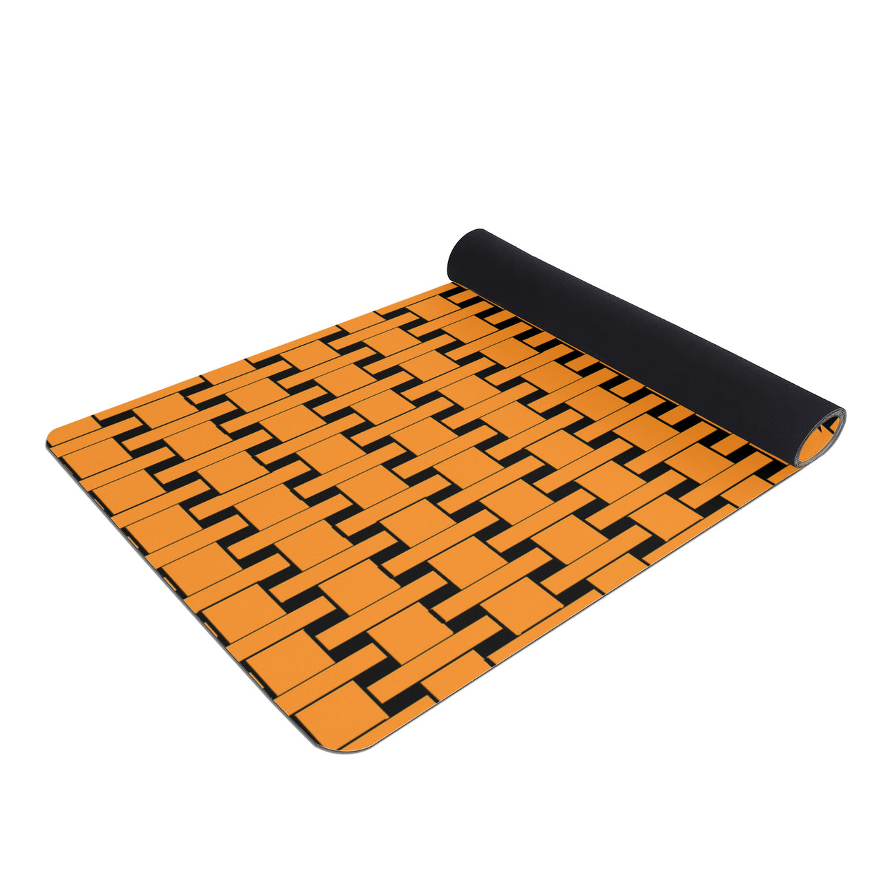 OOTO - Yoga Mat - Orange weave on Black -