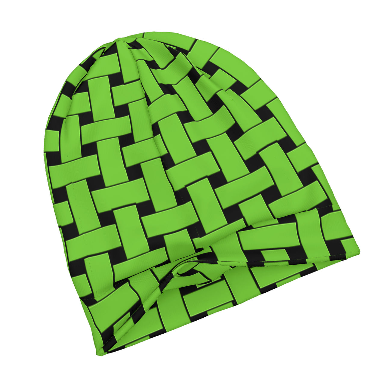 OOTO - LIME WEAVE ON BLACK - HC_T6 Adult Knitted Beanie - 1 COLOR -