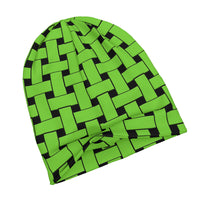 Thumbnail for OOTO - LIME WEAVE ON BLACK - HC_T6 Adult Knitted Beanie - 1 COLOR -