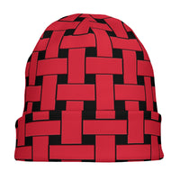 Thumbnail for OOTO - RED WEAVE ON BLACK - HC_T6 Adult Knitted Beanie - 1 COLOR -