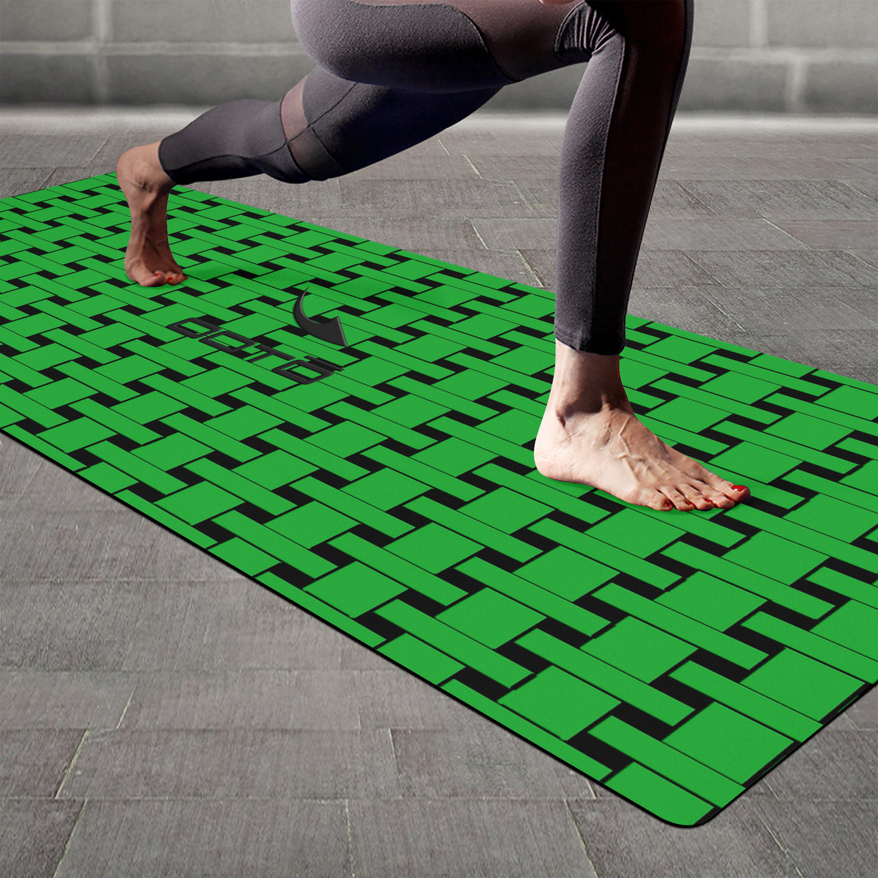 OOTO - Yoga Mat - Lime weave on Black -