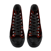 Thumbnail for OOTO - A DARK RED EDDY - High Top Canvas Shoes  -  Black soles - 1 COLOR -