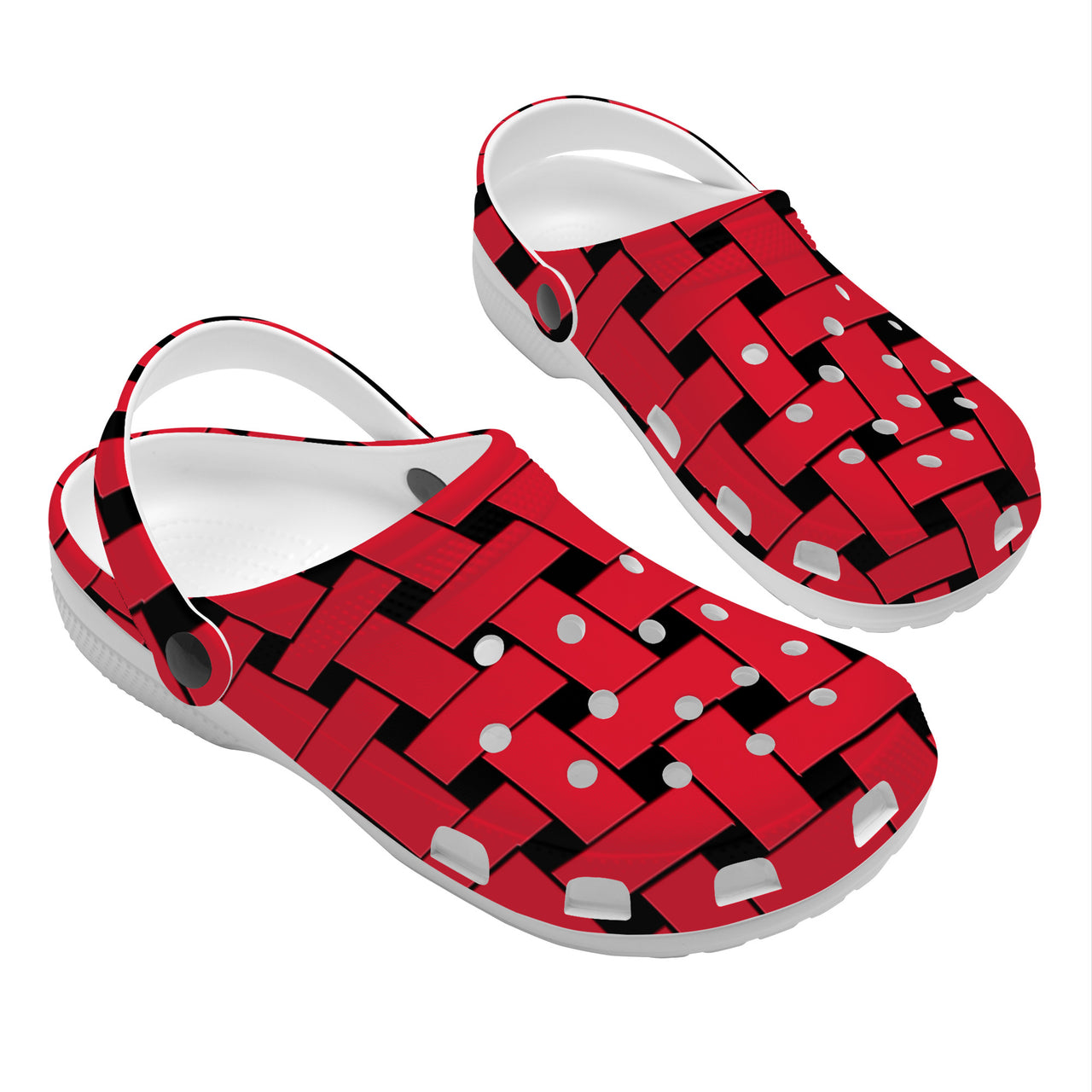 OOTO - RED WEAVE - WITH (OPTIONAL) PIVOTING HEEL STRAP - SF_S48_All Over Printing Crocs Clogs -