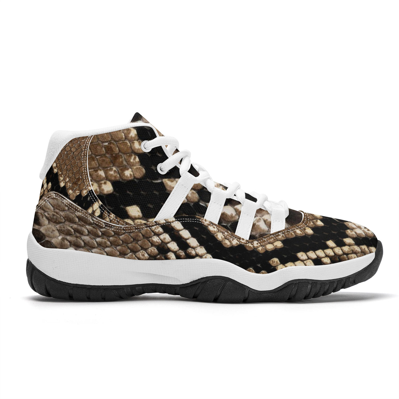 OOTO - SNAKE SKIN (print) High Top Air Retro Sneakers - White soles - 1 COLOR -