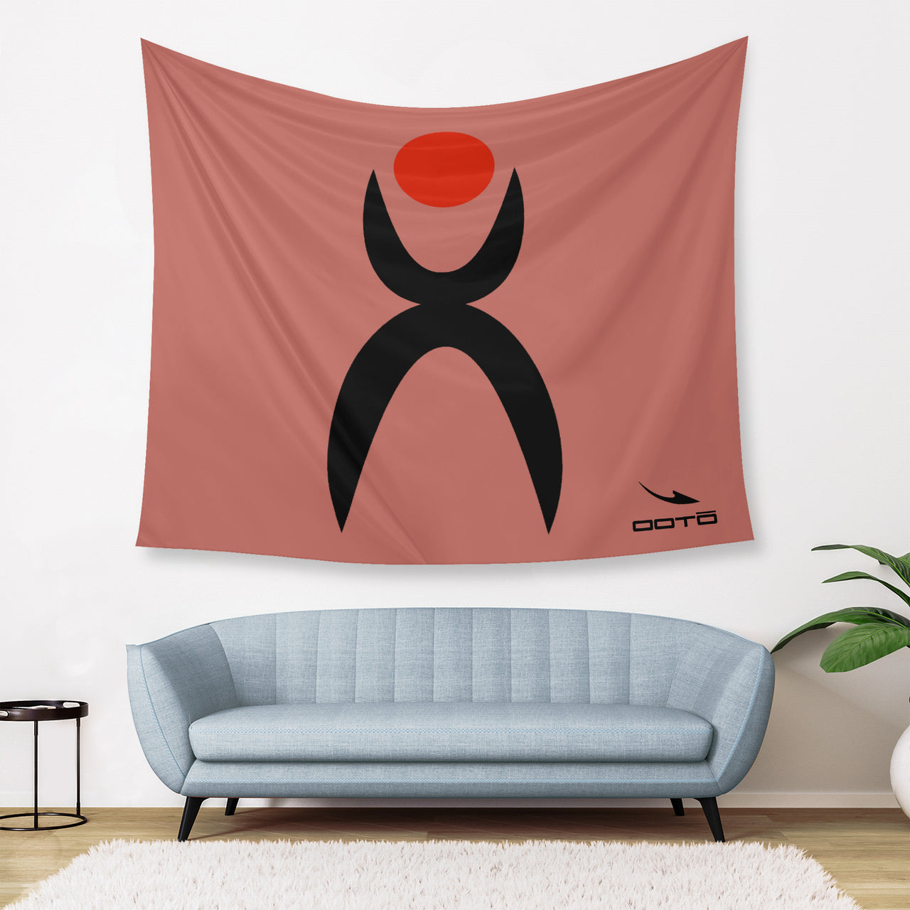 OOTO - GLYPHIC EN BLACK AND RED - Wall Tapestry - 3 SIZES -