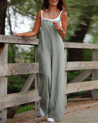 Thumbnail for New women's solid color spaghetti strap suspender jumpsuit wide leg Pants - K - 2 COLORS -