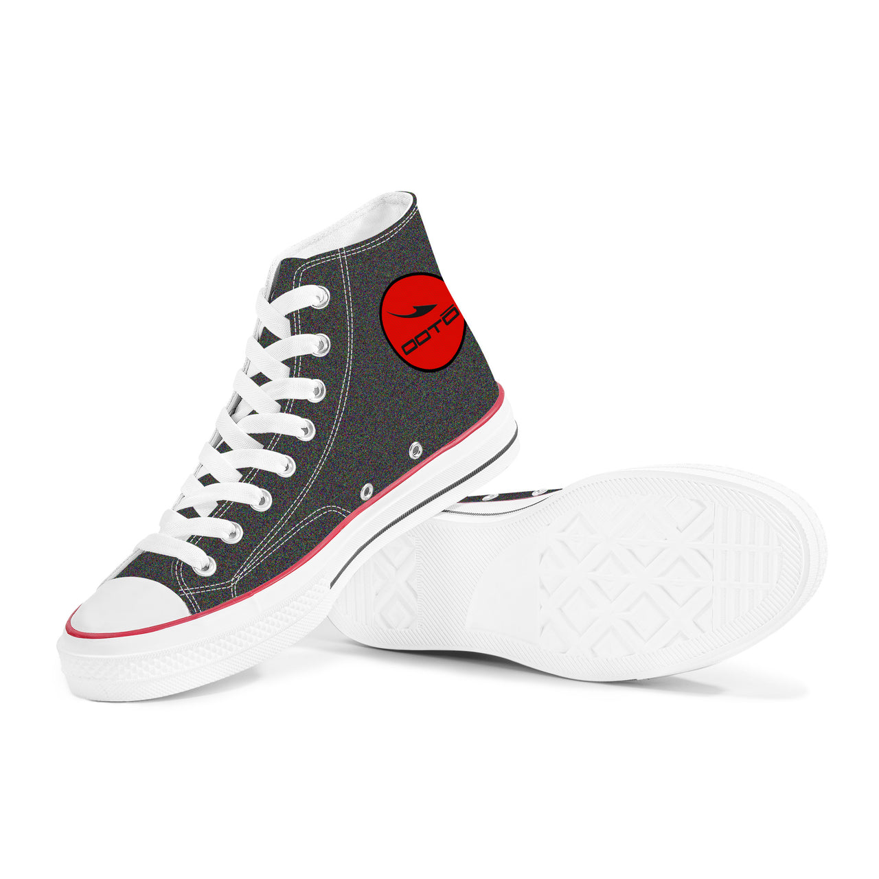 OOTO - NOISEY GREY CLASSIC B & R - D70 High Top Canvas Shoes - White soles - 1 COLOR -