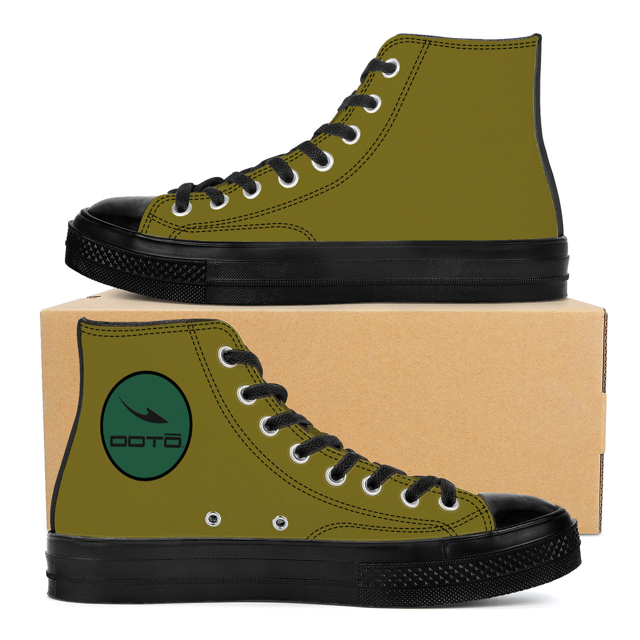 OOTO - NOISEY LT. OLIVE - High top canvas shoes - Black soles - 1 COLOR -