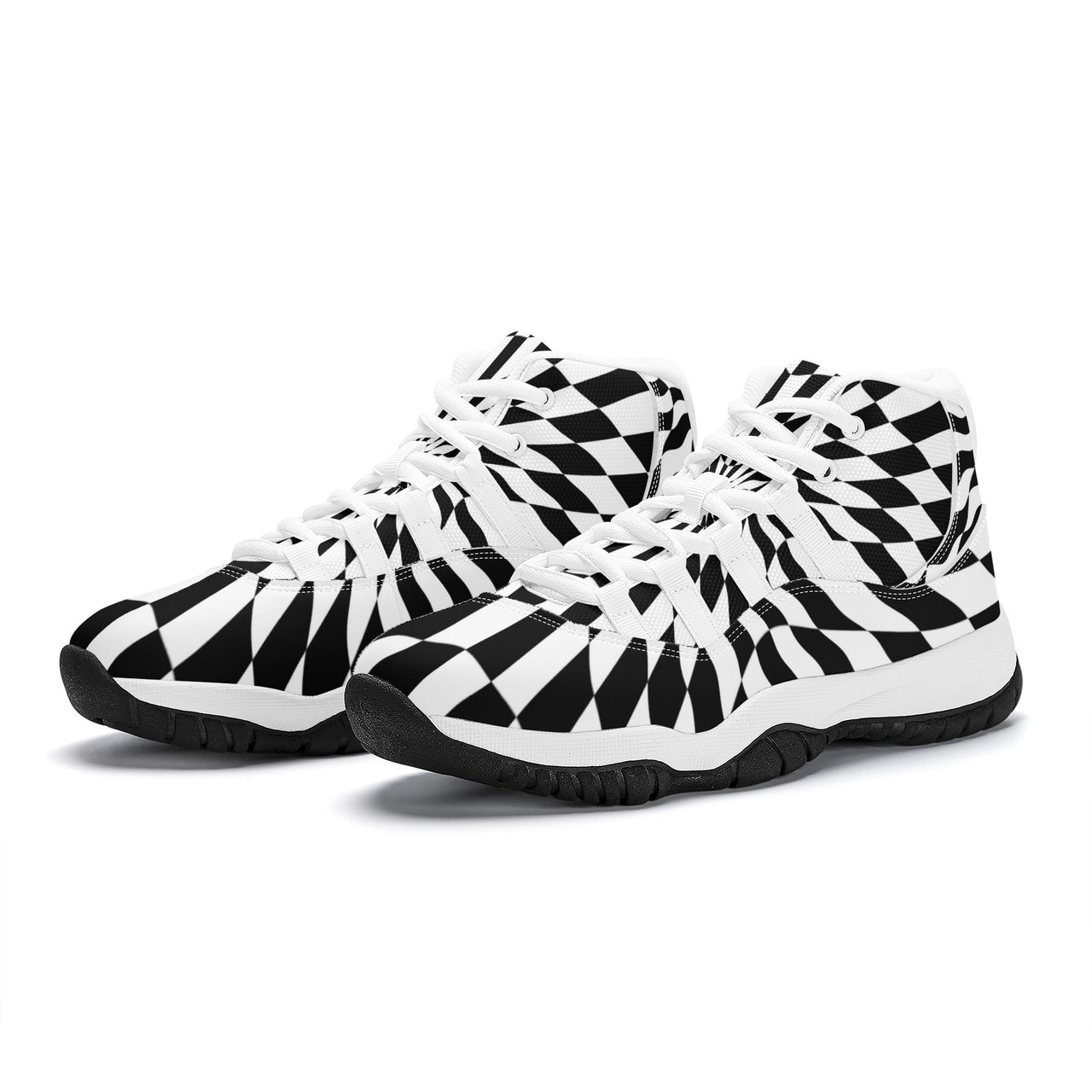 OOTO - CHECKERED PAST - SF_S38 High Top Air Retro Sneakers - White soles - 1 COLOR -