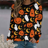 Thumbnail for Women's Halloween printed long-sleeved loose sweatshirt  - K - 10 PATTERNS - CHECK US OUT! -