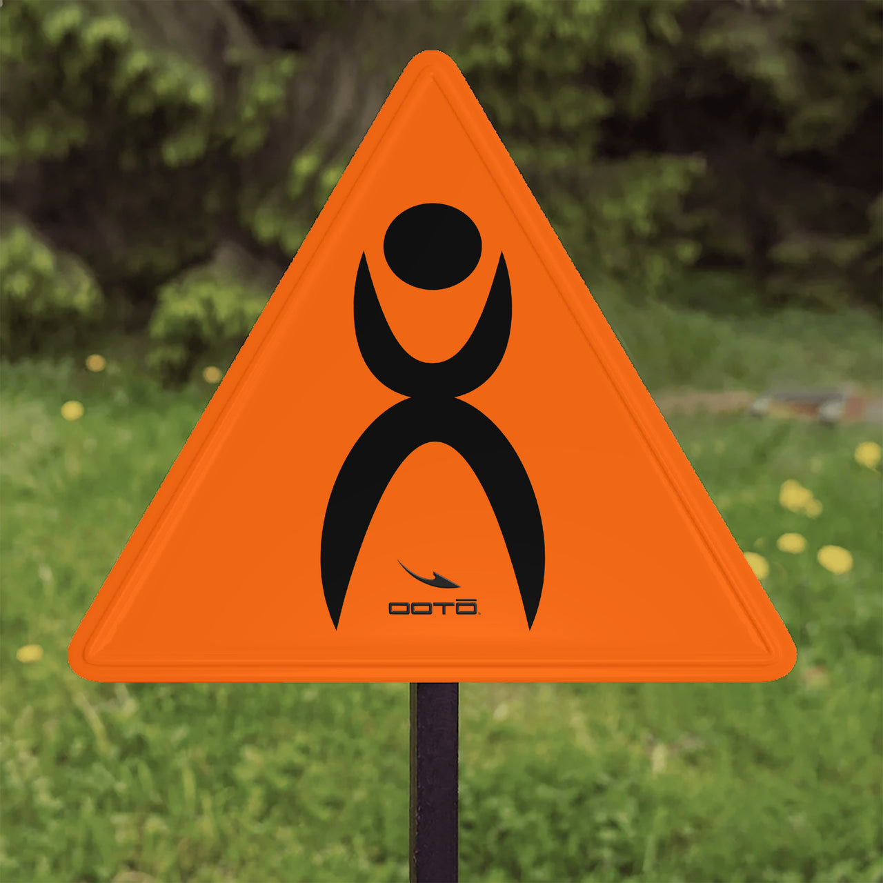 OOTO - GLYPHIC WARNING SIGN - HC_C75 Triangular Steel Cut Out Shape Metal Art Decor -