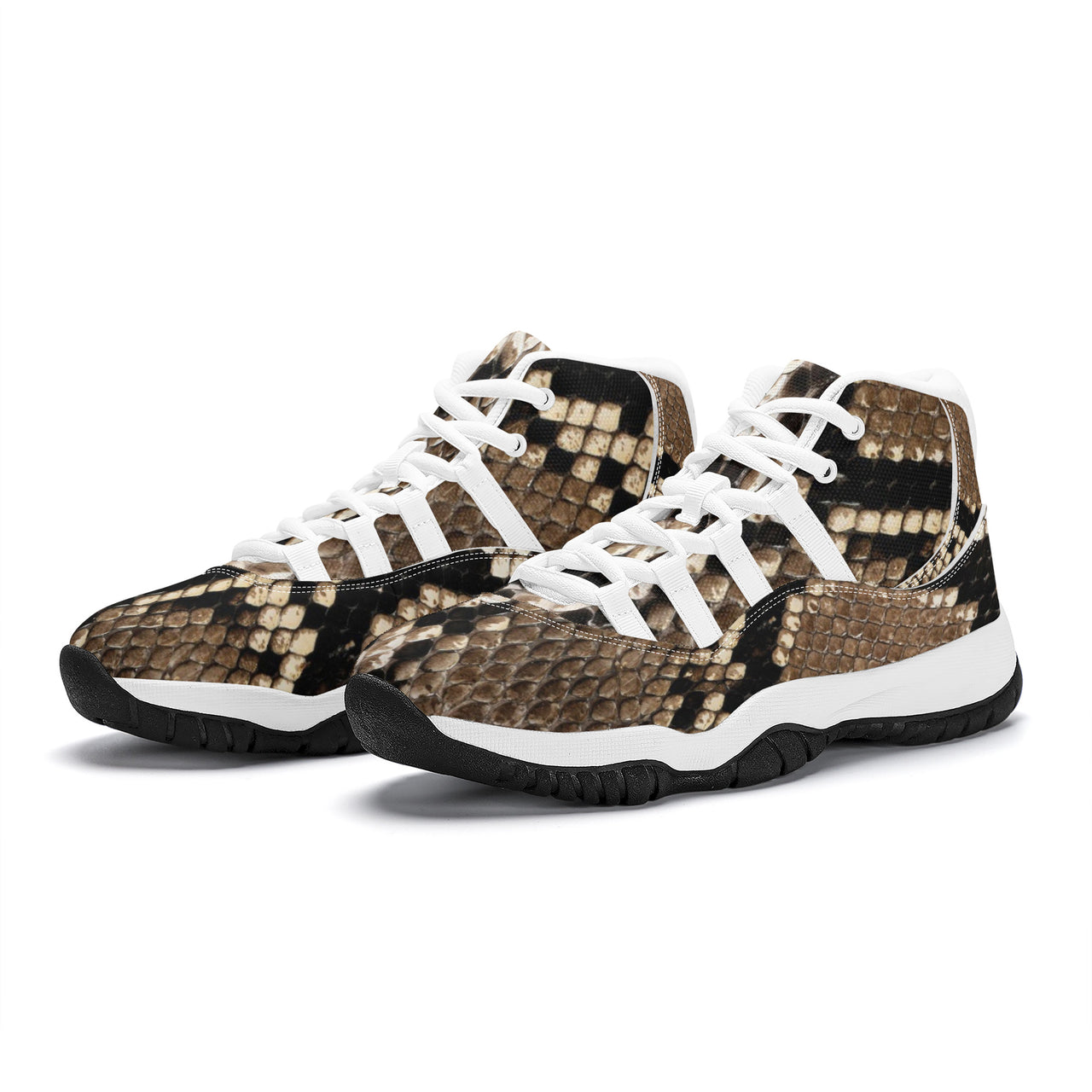 OOTO - SNAKE SKIN (print) High Top Air Retro Sneakers - White soles - 1 COLOR -