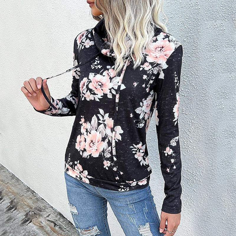 New Ladies Long Sleeve Floral Print Sweatshirt - K - 1 PATTERN/7 COLORS -