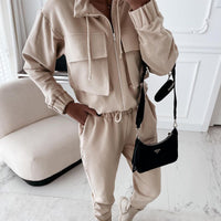 Thumbnail for New Women's Fashion Coat Harem Pants Casual Sports Two-piece Set - 2 PCS. - K - 3 COLORS -