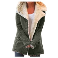 Thumbnail for Autumn and winter solid color plush lapel mid-length coat - K - 9 COLORS -