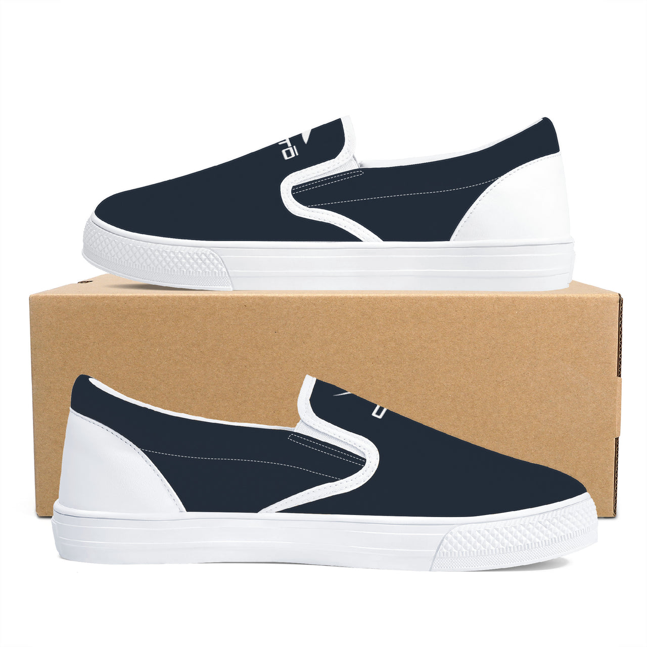 OOTO - DASH EN WHITE / DARK BLUE - D31 Slip-on Shoes - White soles - 1 COLOR -