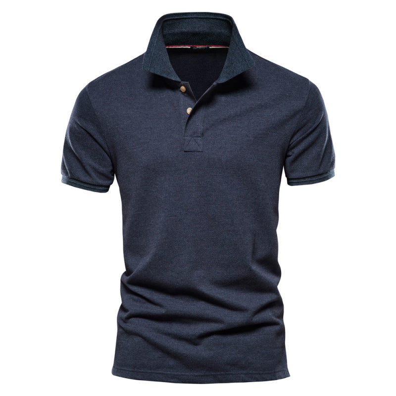 Men's solid color lapel casual short-sleeved POLO shirt - K - 7 COLORS -