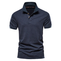 Thumbnail for Men's solid color lapel casual short-sleeved POLO shirt - K - 7 COLORS -