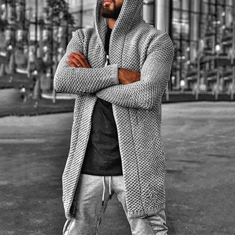 Men's hooded long sleeve knitted sweater cardigan - K - 6 COLORS -