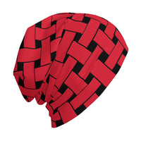 Thumbnail for OOTO - RED WEAVE ON BLACK - HC_T6 Adult Knitted Beanie - 1 COLOR -