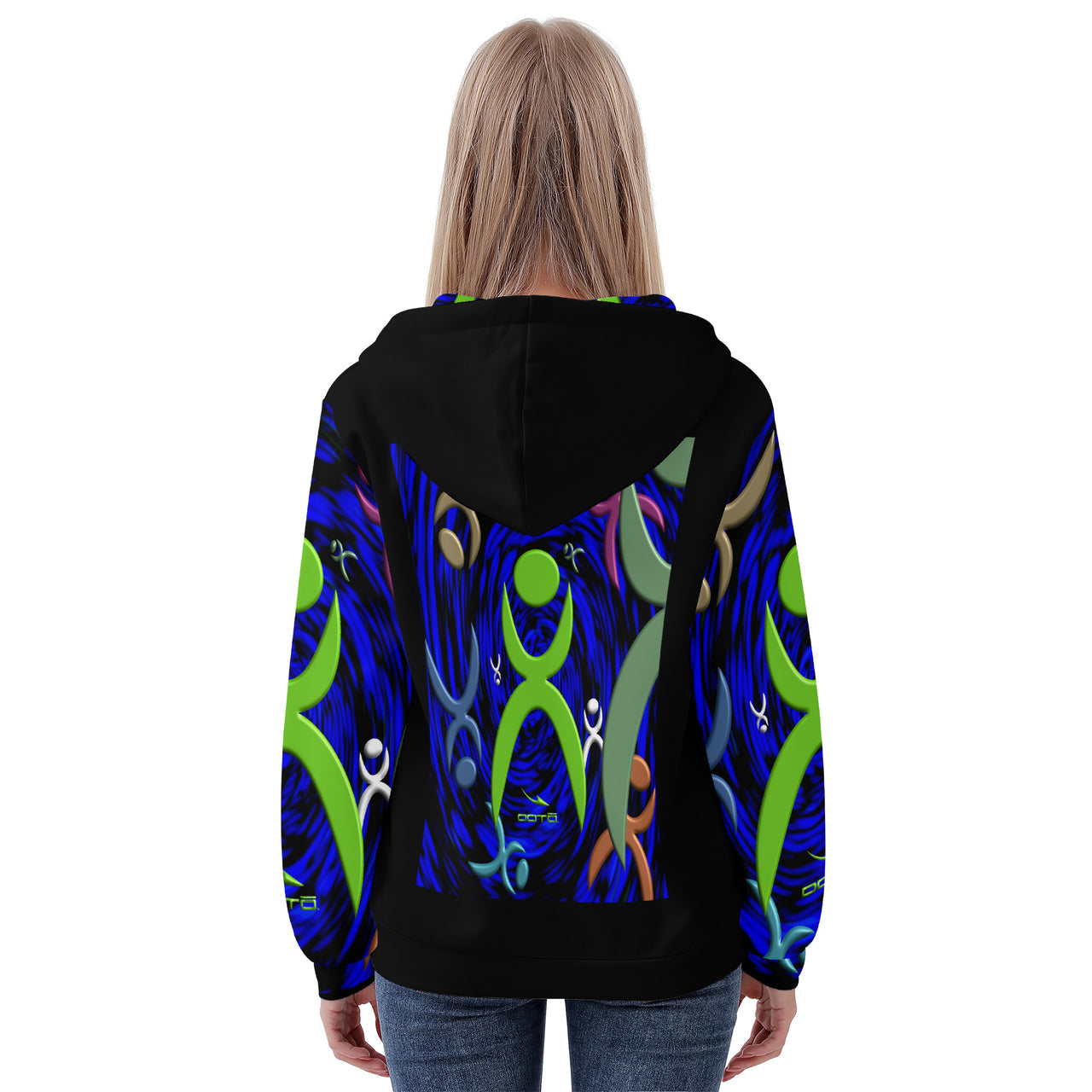 OOTO - GLYPHIC EN DIMESIONAL GRASP - D57 Women's All Over Print Zip Hoodie - 1 COLOR -