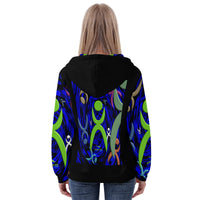 Thumbnail for OOTO - GLYPHIC EN DIMESIONAL GRASP - D57 Women's All Over Print Zip Hoodie - 1 COLOR -