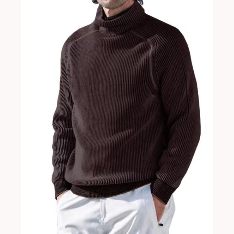 Men's high collar casual long sleeve knitted top - K - 5 COLORS -