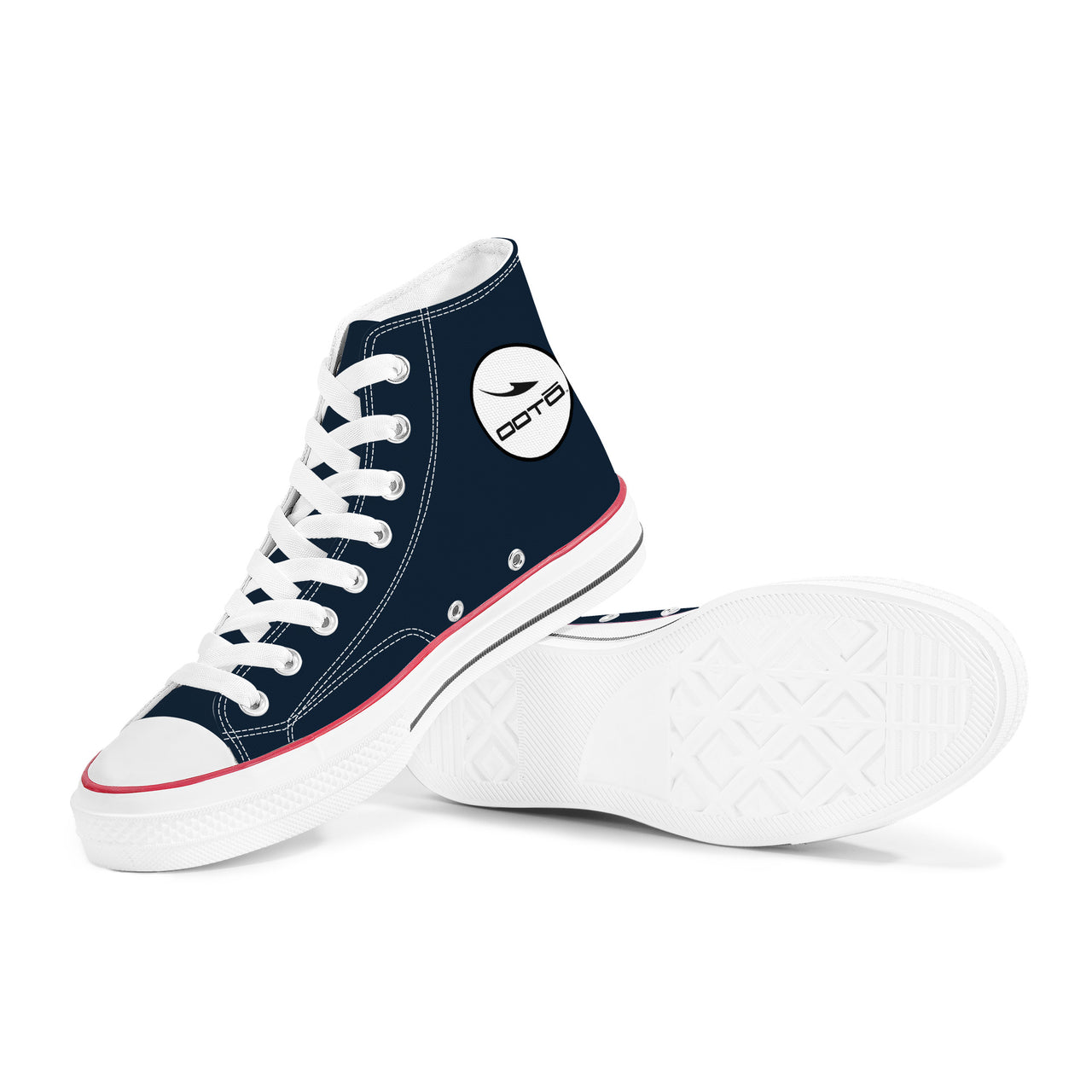 OOTO - High Top Canvas Shoes - BLUE LEAP - White soles - 1 COLOR -