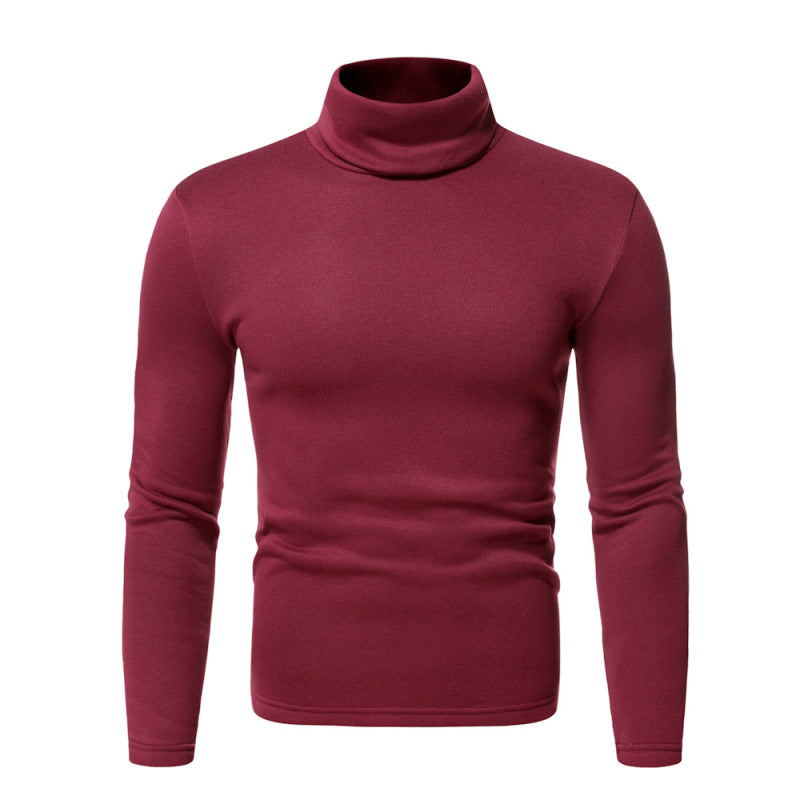 Men's fleece pullover turtleneck knitted top - K - 6 COLORS -