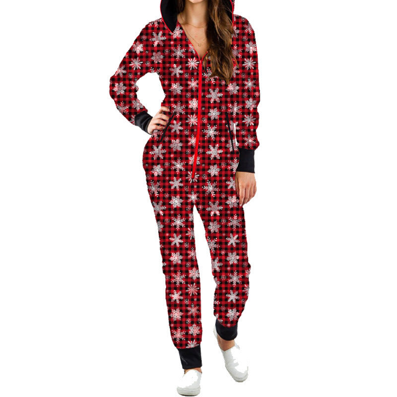 Women's elk print one-piece home wear pajamas - K - 6 PATTERNS - CHECK US OUT! -