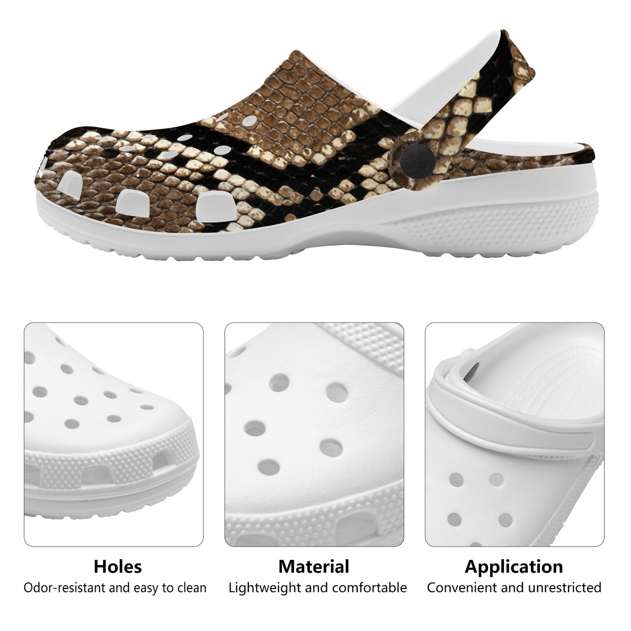 OOTO - SNAKE SKIN (PRINT) - SF_S48_WITH (OPTIONAL) PIVOTING HEEL STRAP - Crocs Clogs -