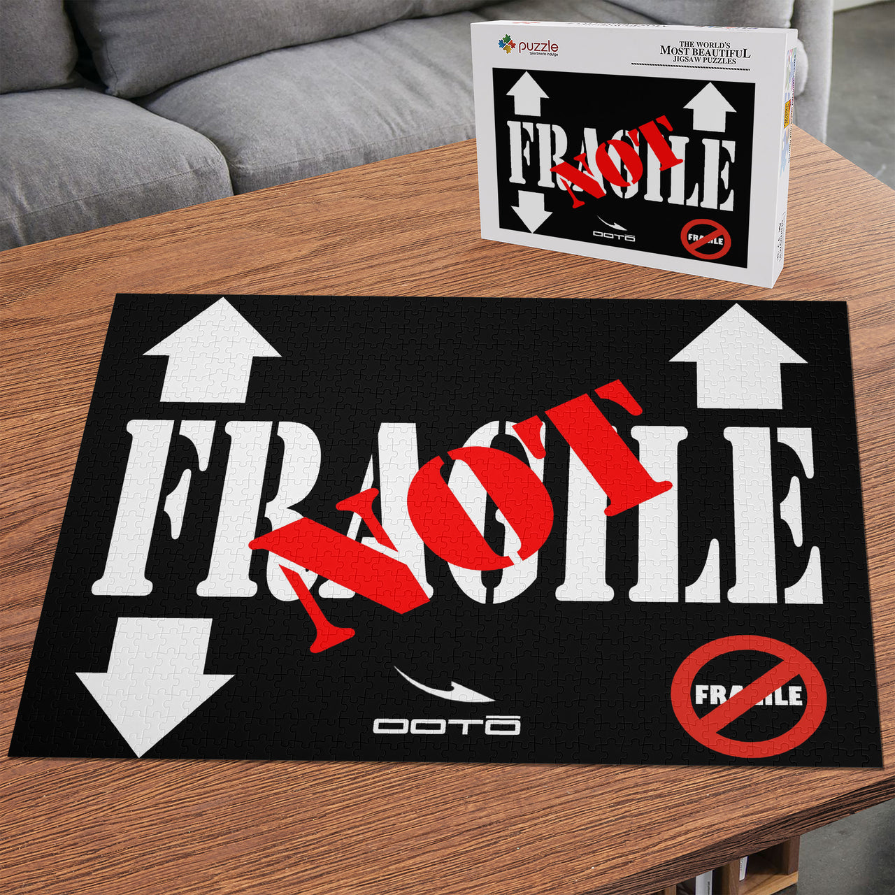 OOTO - NOT FRAGILE - PUZZLE_H2 Chipboard Jigsaw Puzzle (1000-Piece) -