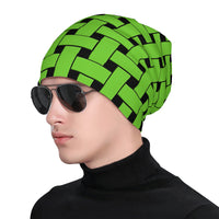 Thumbnail for OOTO - LIME WEAVE ON BLACK - HC_T6 Adult Knitted Beanie - 1 COLOR -