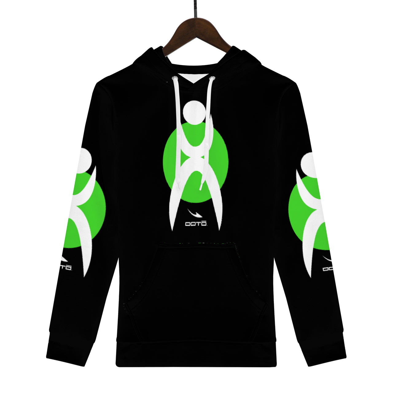 OOTO - GLYPHIC EN BLACK OVER LIME - Men's Hoodie - 1 COLOR -