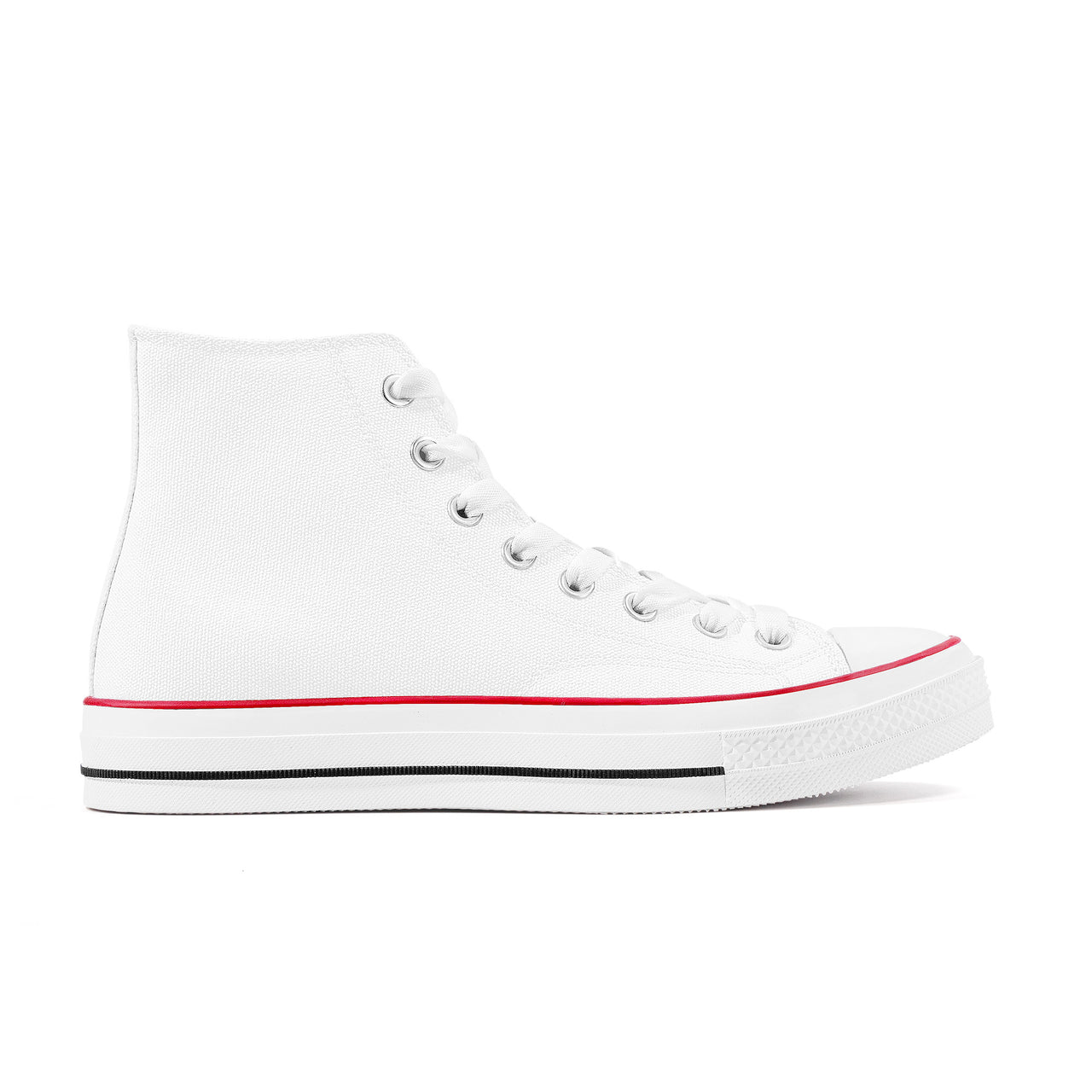 OOTO - CLASSIC B & W OVER WHITE - D70 High Top Canvas Shoes - White soles - 1 COLOR -