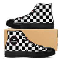 Thumbnail for OOTO - CHECKERED W/ RED - SF_D71 High Top Canvas Shoes - Black soles - 1 COLOR -