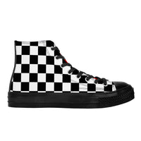 Thumbnail for OOTO - CHECKERED W/ RED - SF_D71 High Top Canvas Shoes - Black soles - 1 COLOR -