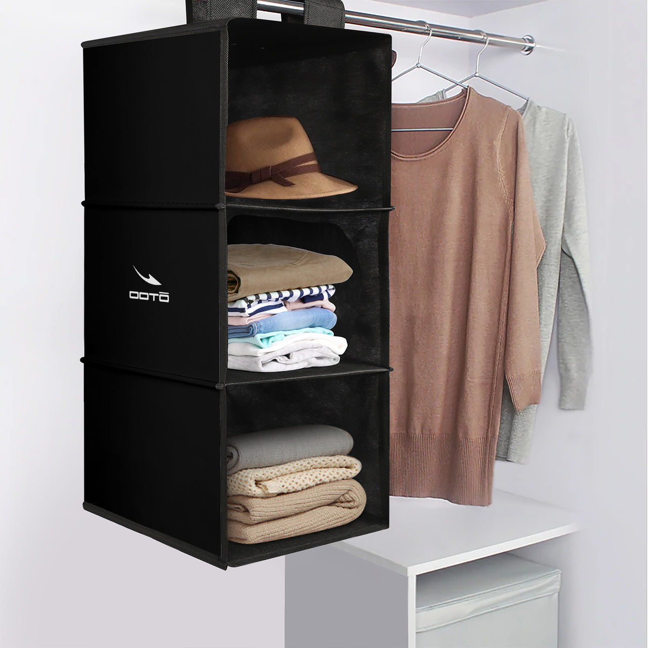 OOTO - DASH EN WHITE ON BLACK - Shelf Hanging Wardrobe -