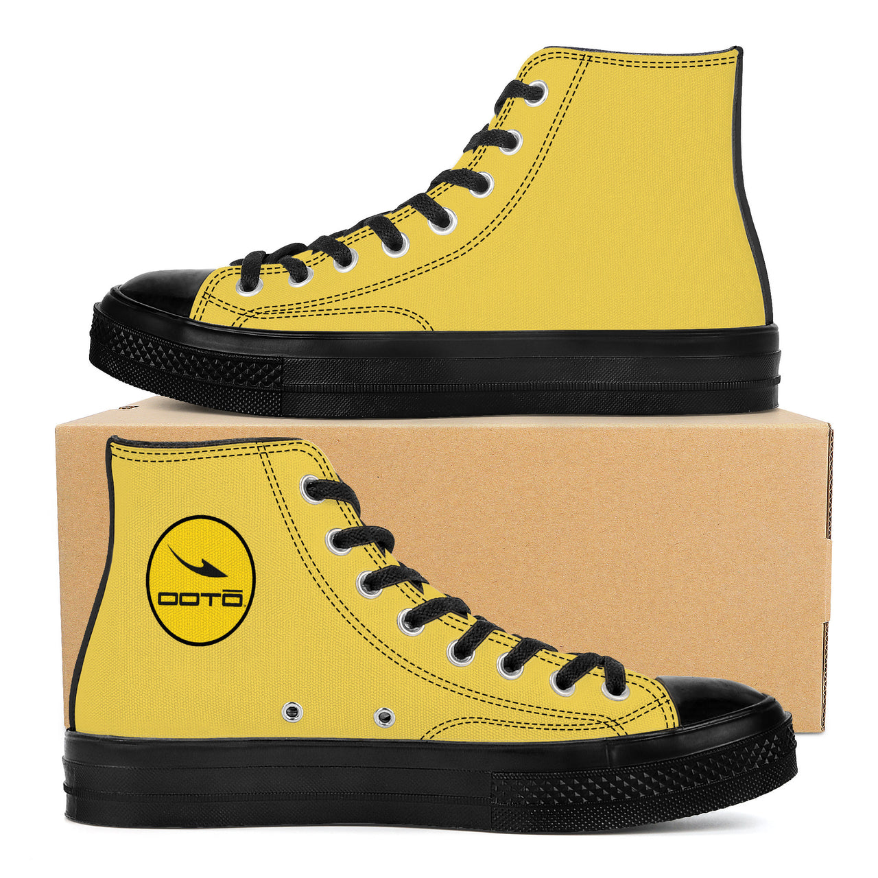 OOTO - LEMON WEDGE - High Top Canvas Shoes - Black soles - 1 COLOR -