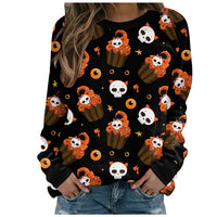 Thumbnail for Women's Halloween printed long-sleeved loose sweatshirt  - K - 10 PATTERNS - CHECK US OUT! -