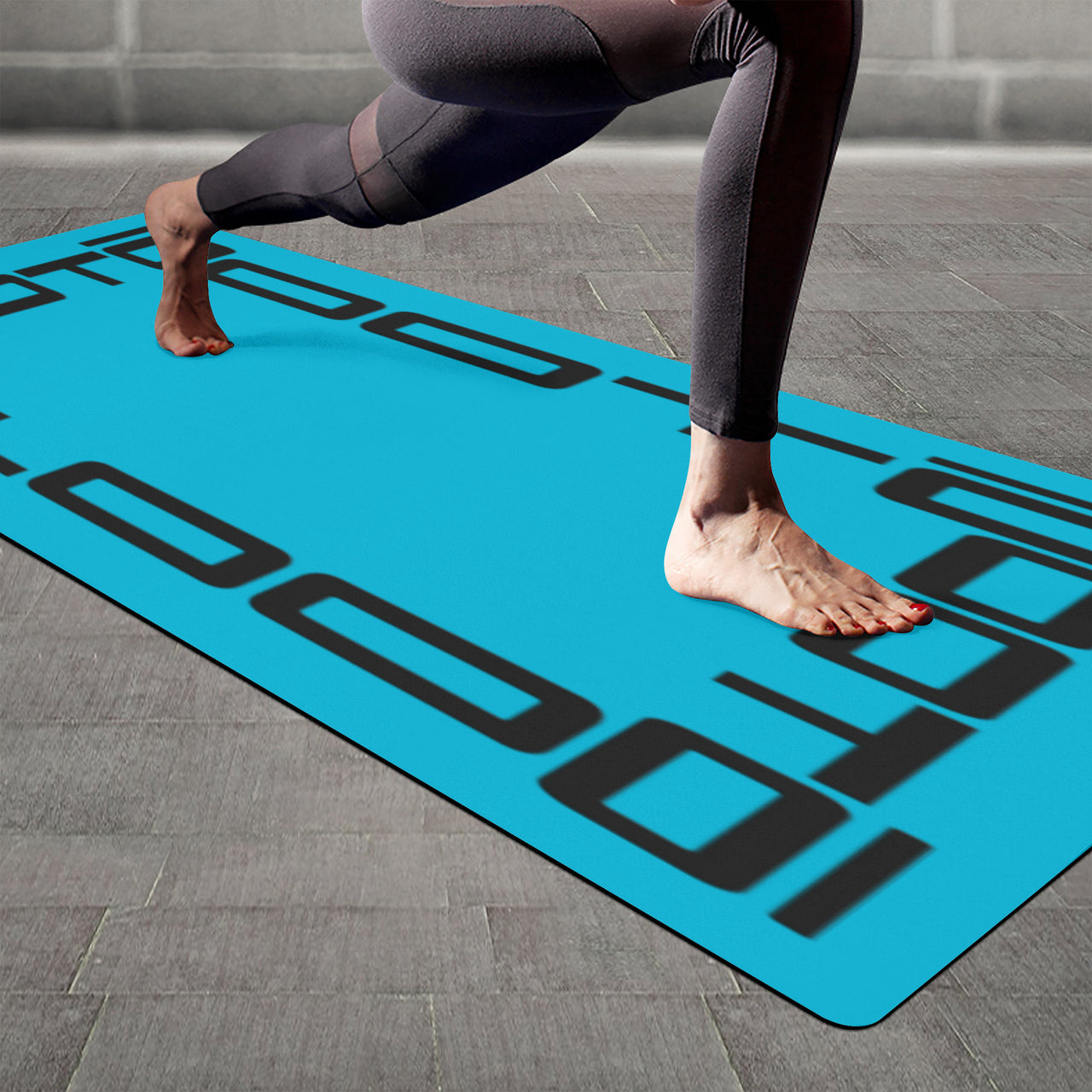 OOTO - Yoga Mat - Black frame on neon light blue