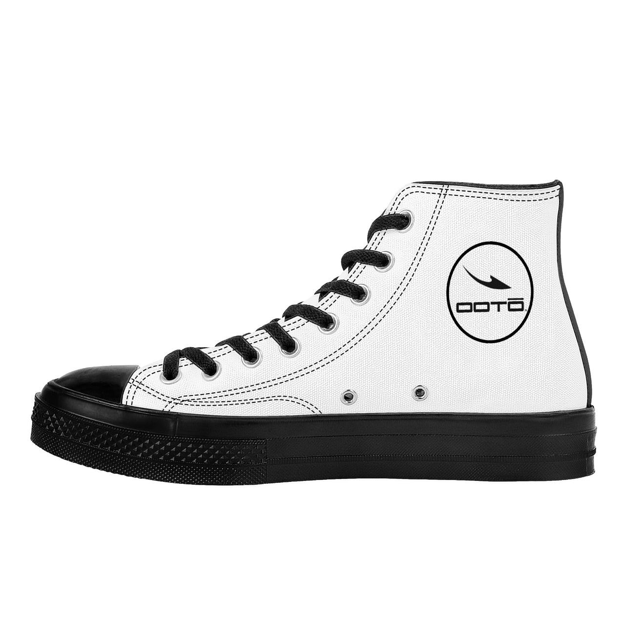 OOTO - High Top Canvas Shoes - CLASSIC B & W - Black soles - 1 COLOR -