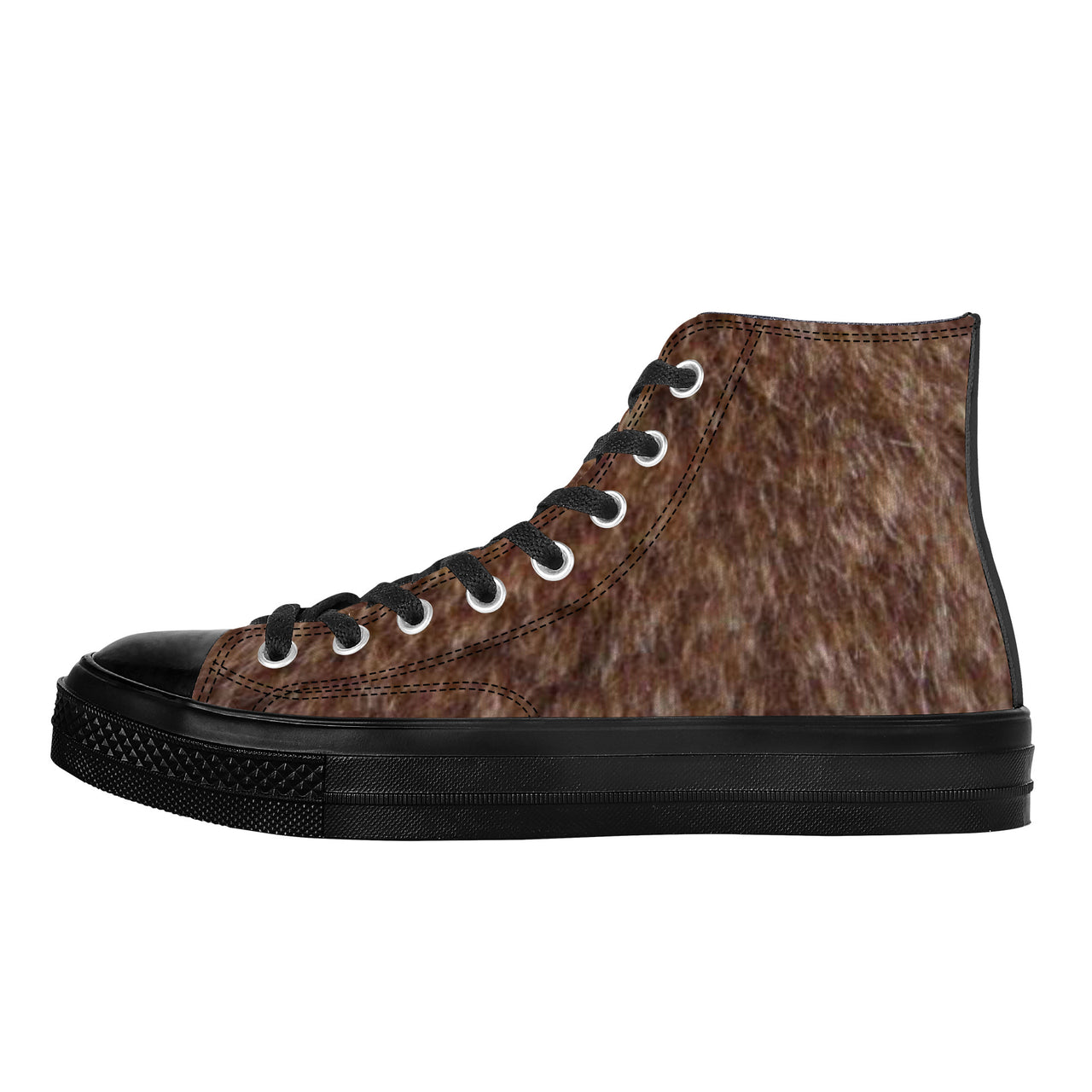 OOTO - YETI? (fur print) - High Top Canvas Shoes - Black soles - 1 COLOR -