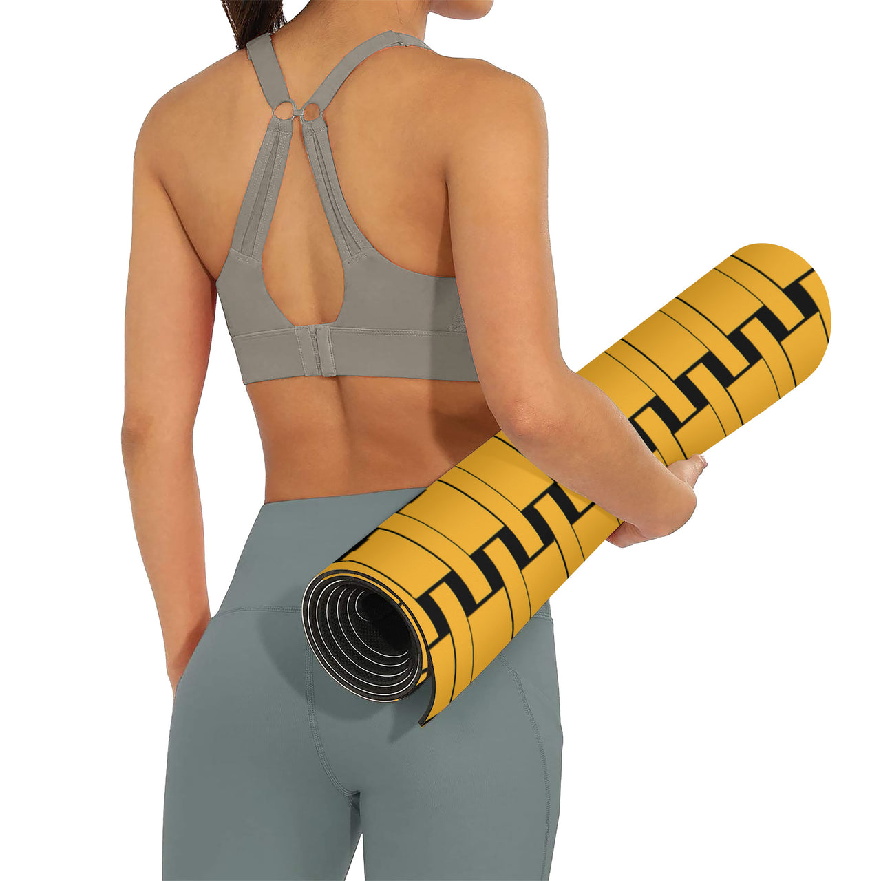 OOTO - Yoga Mat - Yellow weave on Black -