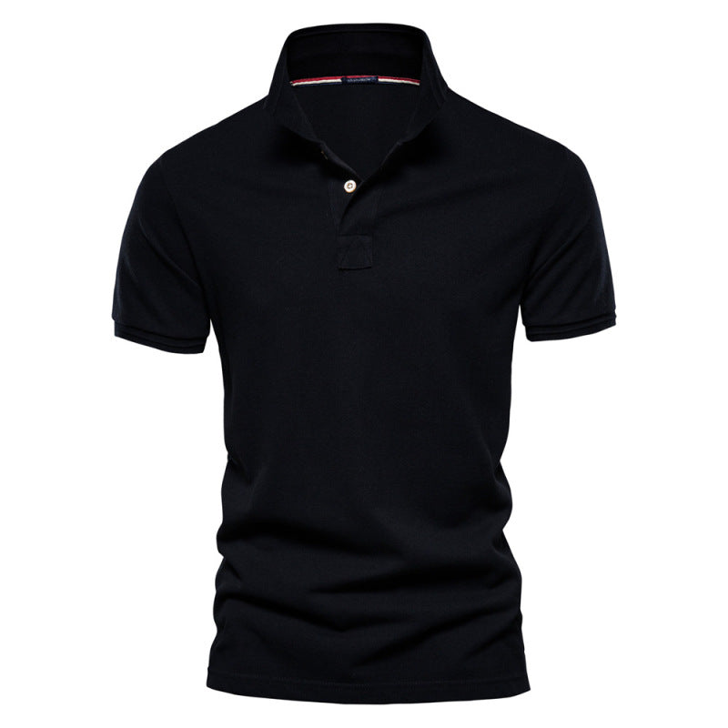 Men's solid color lapel casual short-sleeved POLO shirt - K - 7 COLORS -