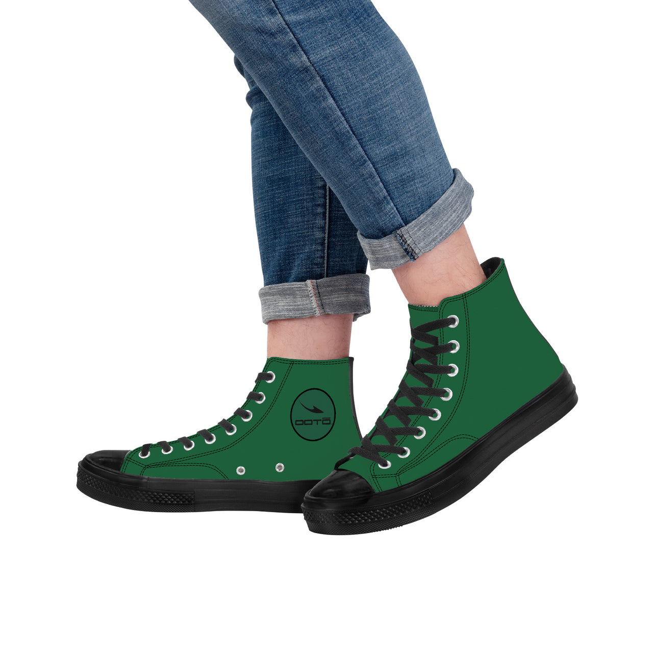 OOTO - High Top Canvas Shoes - BIG GREEN - Black soles - 1 COLOR -