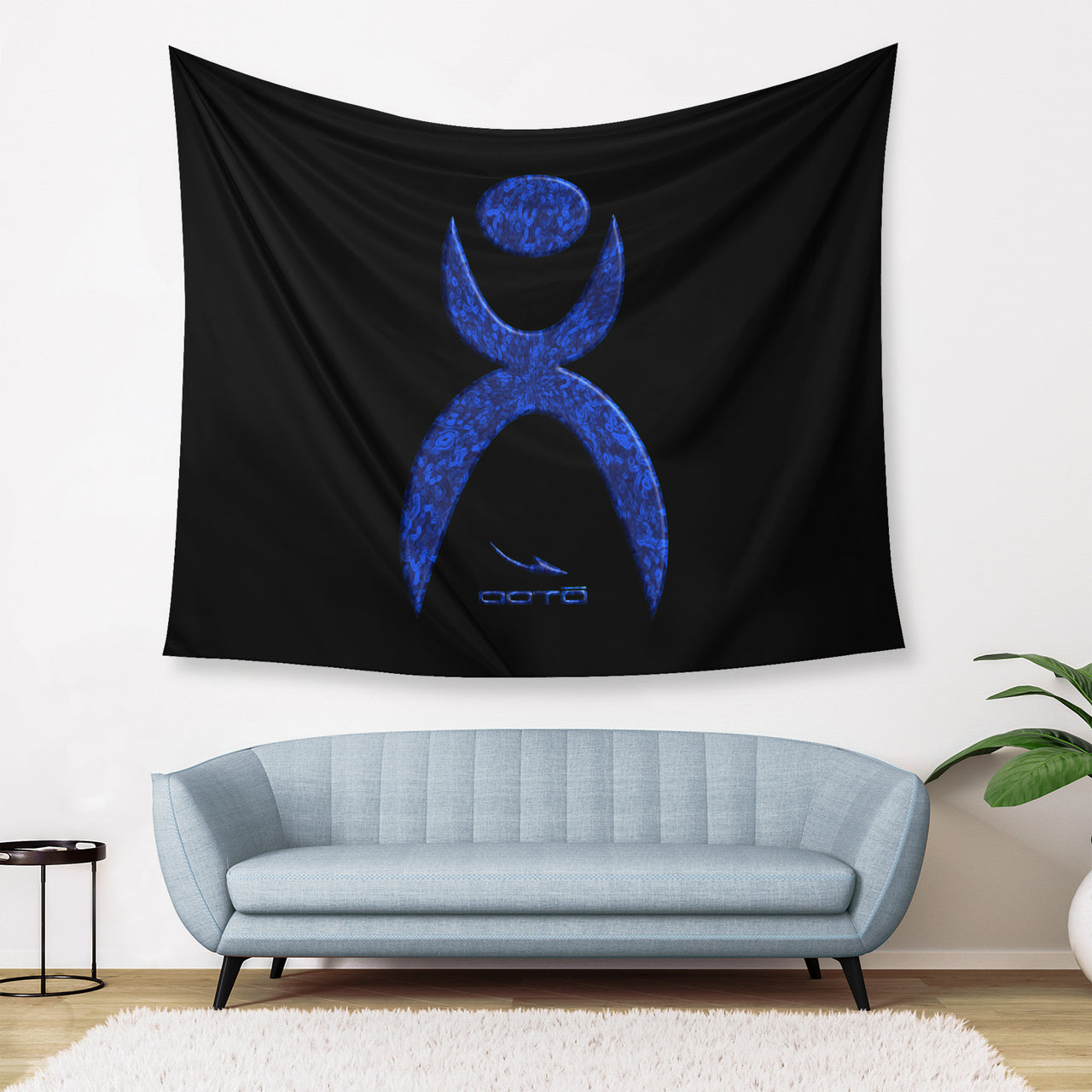 OOTO - GLYPHIC EN DEEP BLUE - D34 Wall Tapestry - 3 SIZES -