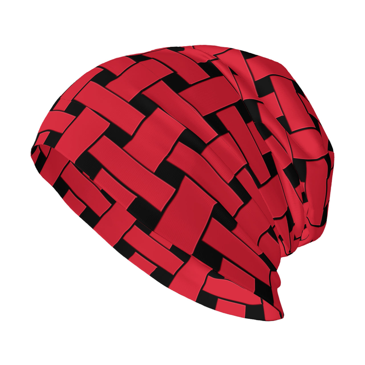 OOTO - RED WEAVE ON BLACK - HC_T6 Adult Knitted Beanie - 1 COLOR -