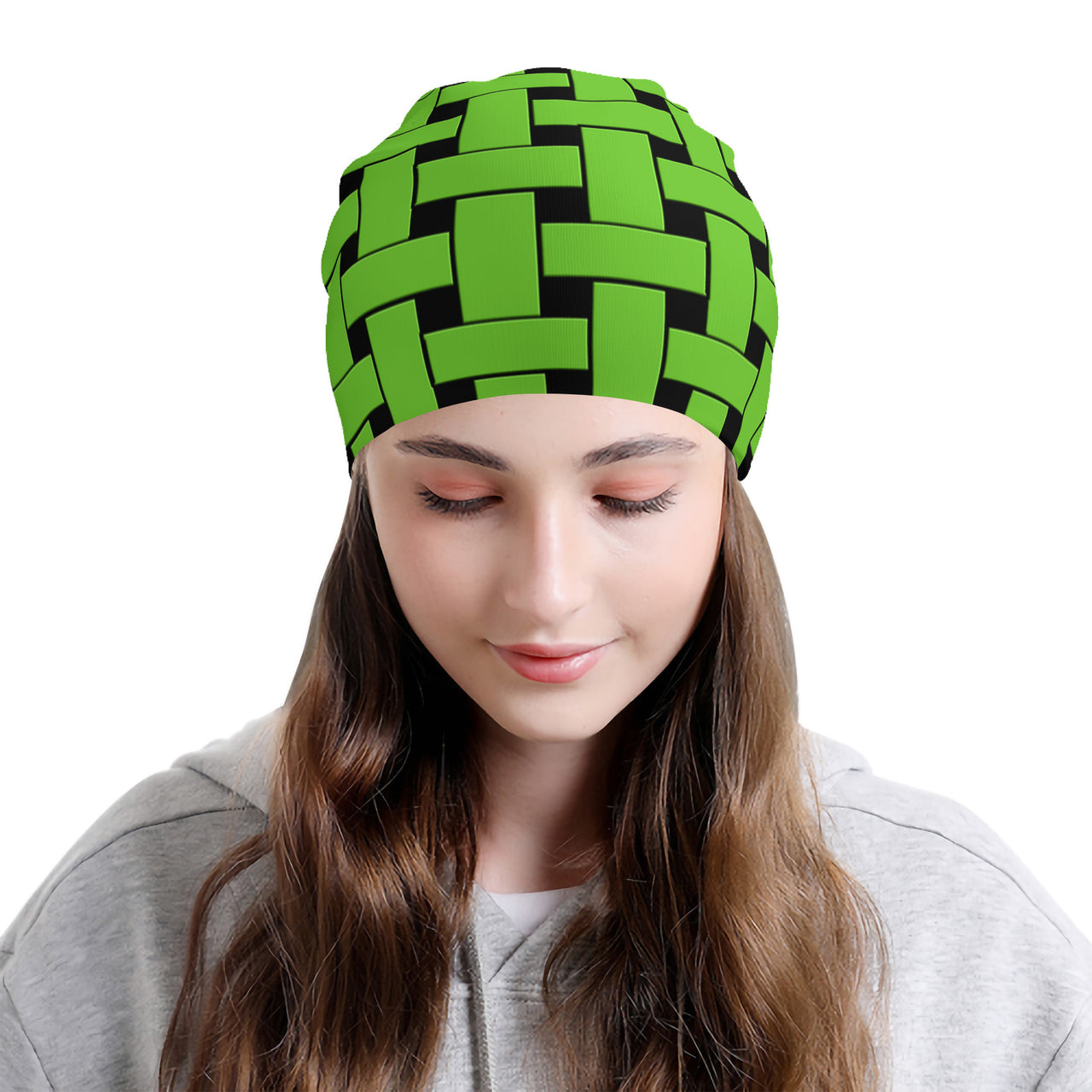 OOTO - LIME WEAVE ON BLACK - HC_T6 Adult Knitted Beanie - 1 COLOR -